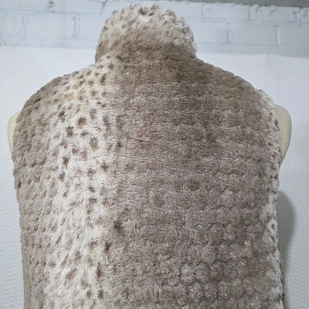 Casual Identity Reversible White & Brown Animal Print Faux Fur Zip Vest S - Picture 11 of 15